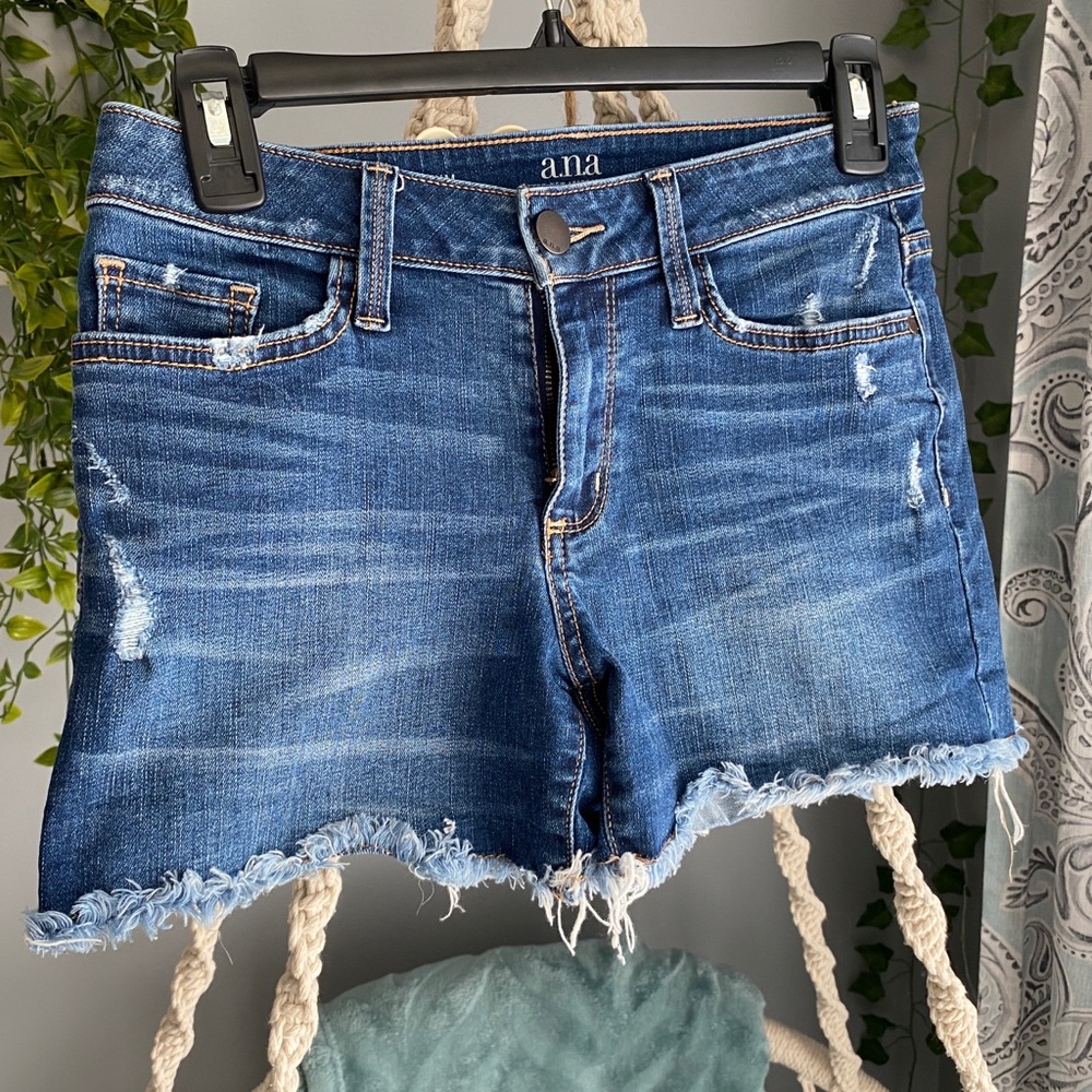 a.n.a Distressed Blue Jean Shorts